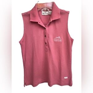 Antigua Pink Sleeveless Polo Shirt